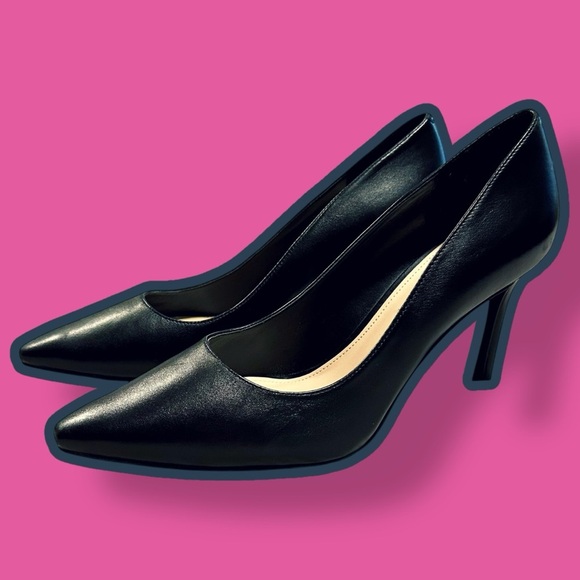 NWOT Nine West ‘Tatiana’ Pointed-Toe Heels in Black Leather Size 11 - Picture 1 of 10